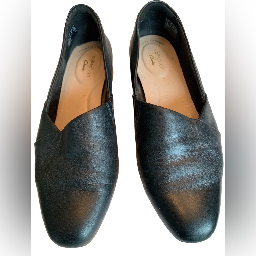 Clark’s “Juliet Palm” Black Leather Slip on Loafer - 7 1/2